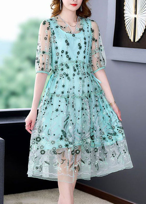 Green Tulle Holiday Dresses Ruffled Exra Large Hem Summer