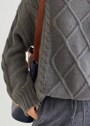 Grey Cozy Cable Cashmere Sweaters Turtleneck Spring