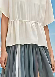 Grey Patchwork Tulle Beach Skirt Side Open Summer