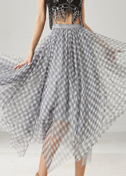 Grey Plaid Tulle Skirt Exra Large Hem Summer