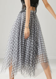 Grey Plaid Tulle Skirt Exra Large Hem Summer