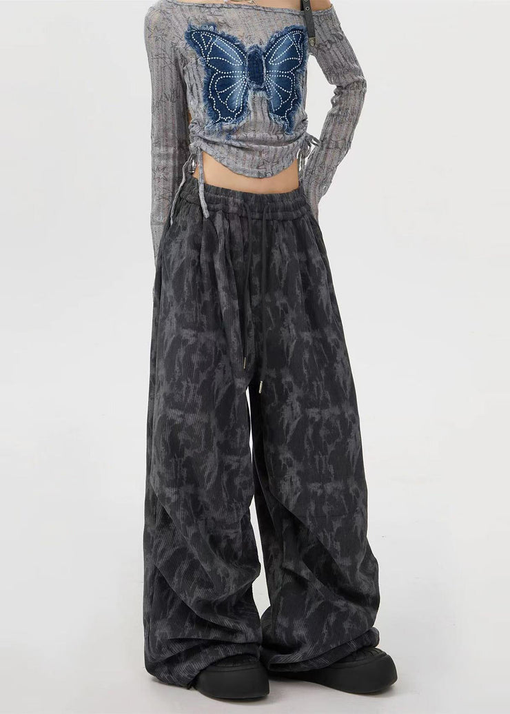 Grey Tie Dye Corduroy Pants Oversized Spring