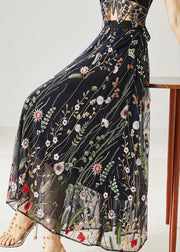 Handmade Black Embroidered Tulle Skirts Summer