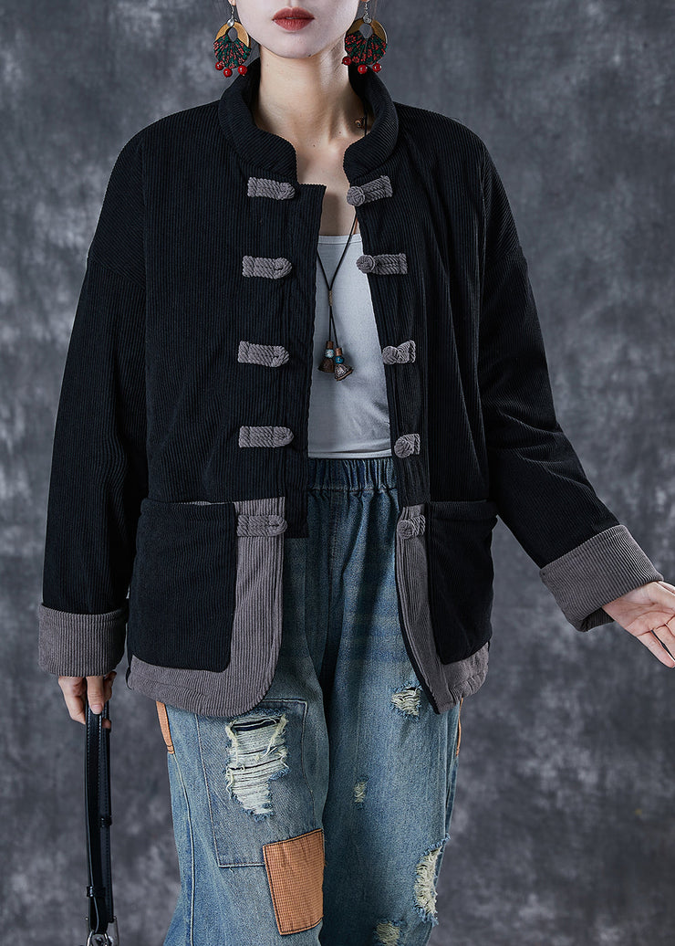 Handmade Black Oversized Patchwork Fine Cotton Filled Parkas Winter