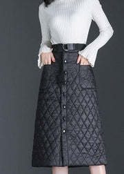 Handmade Black Patchwork Fine Cotton Filled Skirts Winter