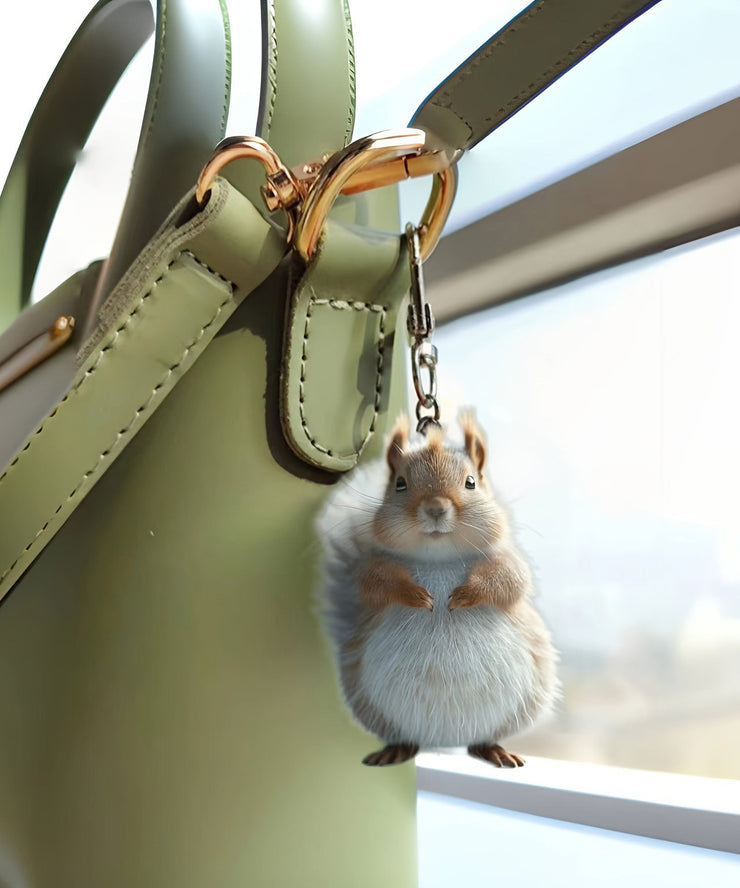 Handmade Brown Acrylic Fuzzy Fur Squirrel Phone Chains