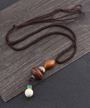 Handmade Brown Cotton 45% Linen 55% Sweater Pendant Necklace