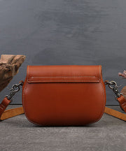 Handmade Brown Solid Calf Leather Satchel Handbag