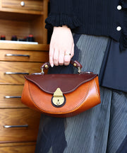 Handmade Brown Versatile Calf Leather Satchel Handbag