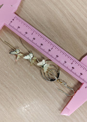 Handmade Butterfly 14K Gold Tassels Drop Earrings