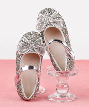 Handmade Champagne Bow Zircon Girls Buckle Strap Flat Shoes