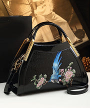 Handmade Chimonanthus Yellow  Embroideried Calf Leather Tote Handbag