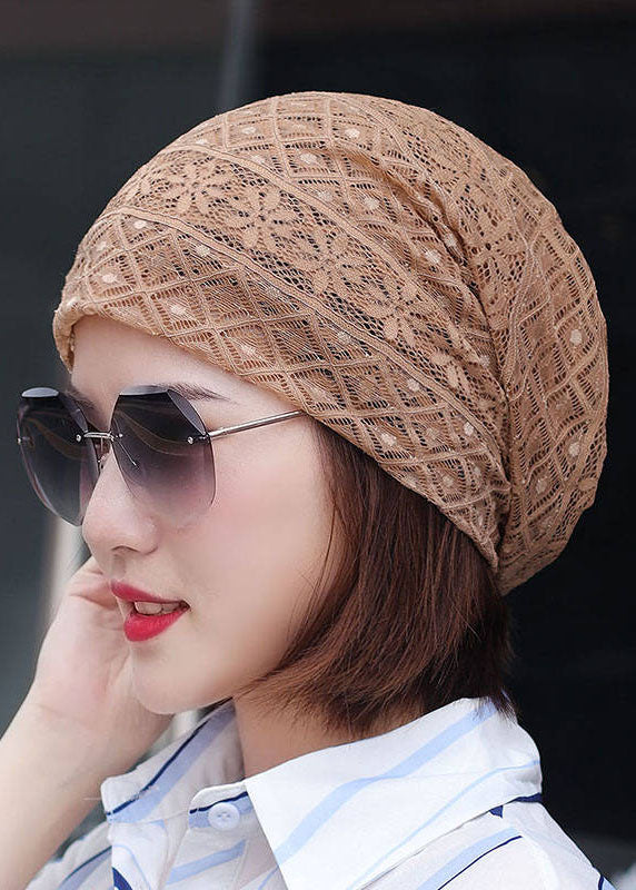 Handmade Coffee Hollow Out Lace Bonnie Hat