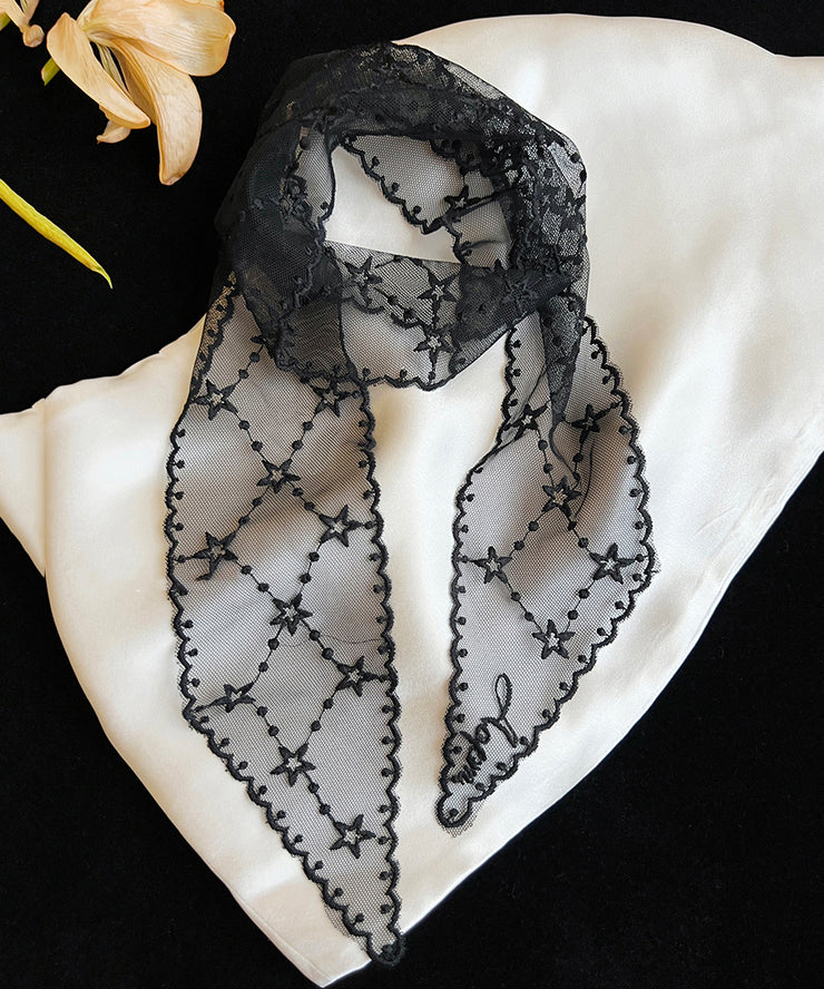 Handmade Coffee Lace Embroidery Star Scarves Necklaces