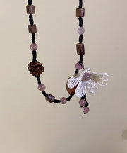 Handmade Coffee Resin Beading Floral Tassel Pendant Necklace