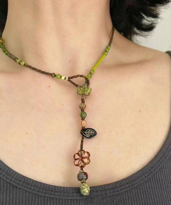 Handmade Colorblock Beading Pendant Necklace