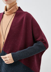 Handmade Colorblock Sequins Patchwork Knit Loose Coat Batwing Sleeve