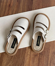 Handmade Comfy Hollow Out Beige Suede Slide Sandals
