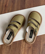 Handmade Comfy Hollow Out Beige Suede Slide Sandals