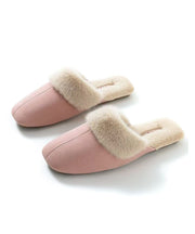 Handmade Comfy Pink Fuzzy Wool Lined Slippers Shoes