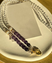 Handmade Gradient Color Purple Gradient Color Crystal Pearl Locket Necklace