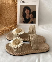 Handmade Grass Woven Flower Beach Slippers 2025 Summer New