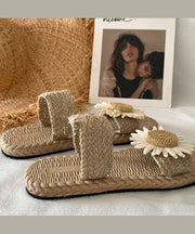 Handmade Grass Woven Flower Beach Slippers 2025 Summer New