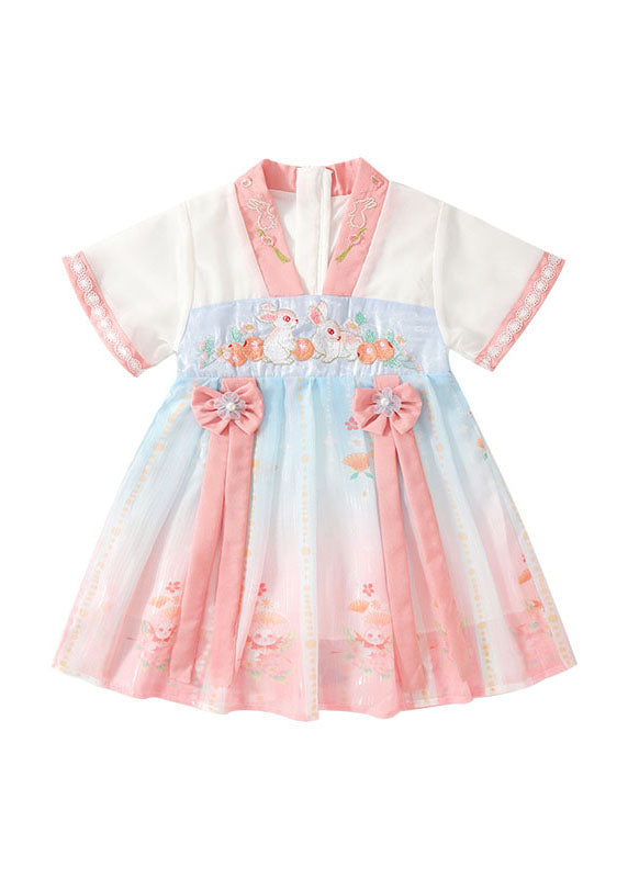 Handmade Green Embroidered Patchwork Chiffon Baby Girls Dresses Summer