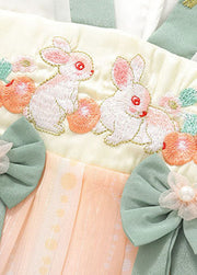 Handmade Green Embroideried Patchwork Chiffon Baby Girls Dresses Summer