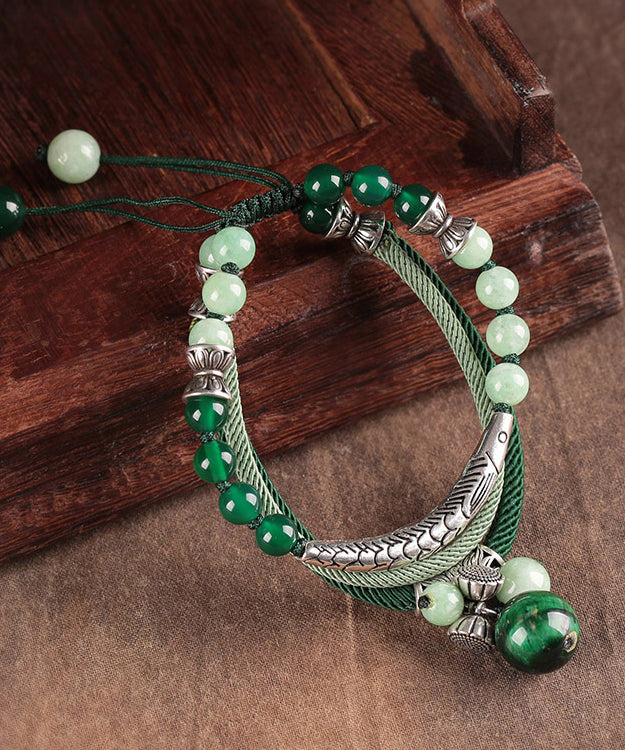 Handmade Green Sterling Silver Jade Agate Cat&