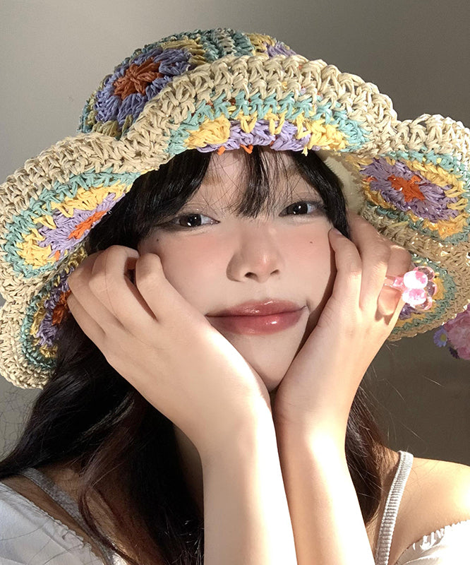 Handmade Hollowed Out Flower Shaped Large Brim Sun Hat