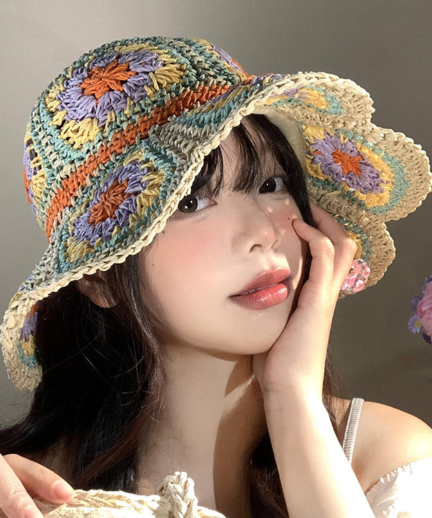 Handmade Hollowed Out Flower Shaped Large Brim Sun Hat