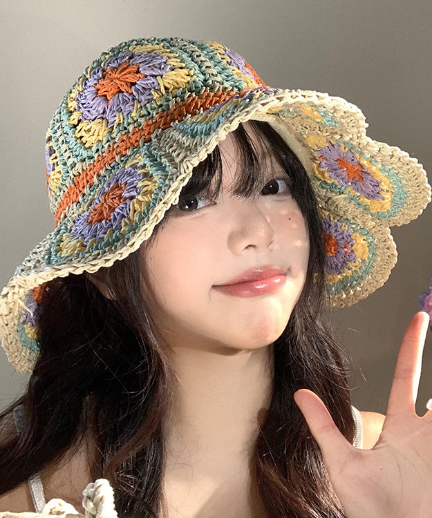 Handmade Hollowed Out Flower Shaped Large Brim Sun Hat