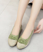 Handmade Knit Fabric Flat Shoes Splicing Hollow Out Women