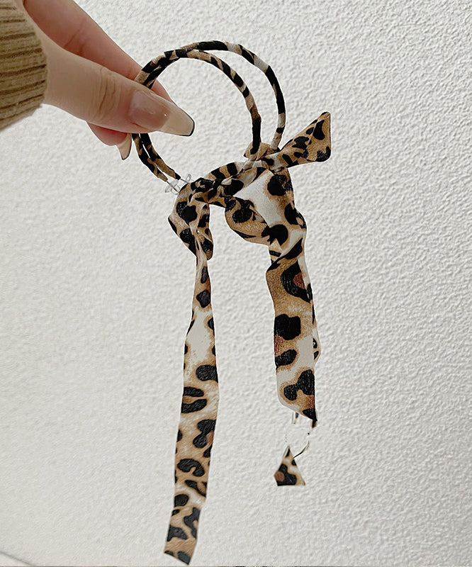 Handmade Leopard Sterling Silver Cloth Leopard Ribbon Drop Earrings