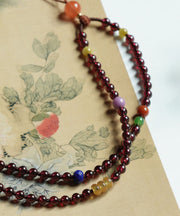 Handmade Mulberry Alloy Jade Garnet Pendant Necklace