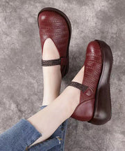 Handmade Mulberry Platform Cowhide Leather Lace Up Embossed Flat Shoes