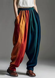 Handmade Multicolor Pockets Patchwork Beam Pants