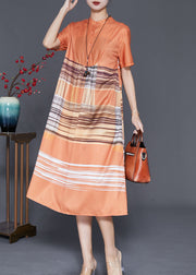 Handmade Orange Print Patchwork Hollow Out Long Dress Summer