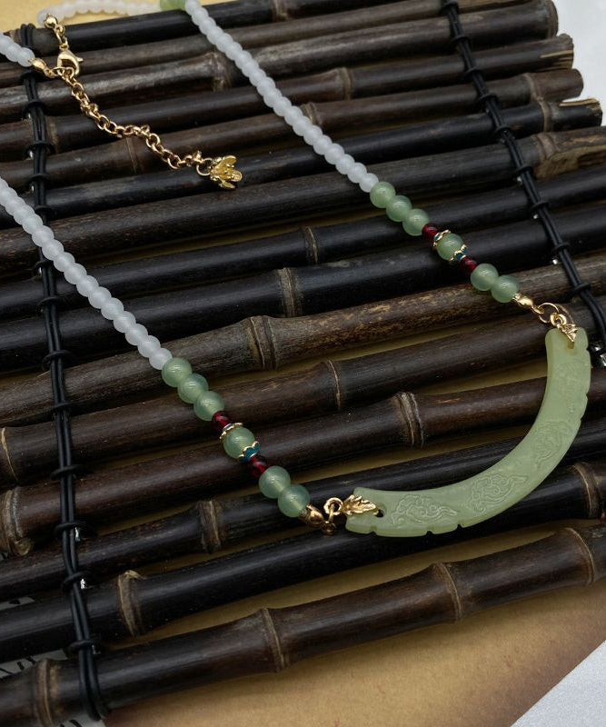 Handmade Original Design Patchwork Jade Necklace