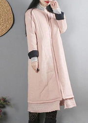 Handmade Pink Pockets Patchwork Fine Cotton Filled Coats Winter