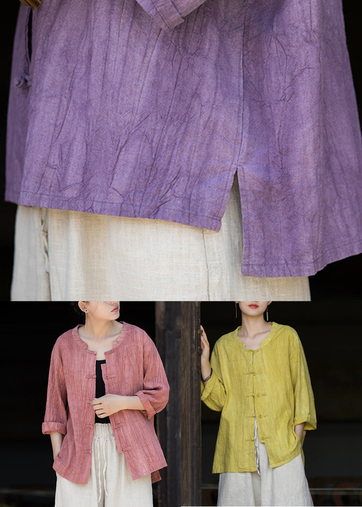 Handmade Purple Button Side Open Long Sleeve