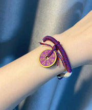 Handmade Purple Hand Woven Tassel Charm Bracelet