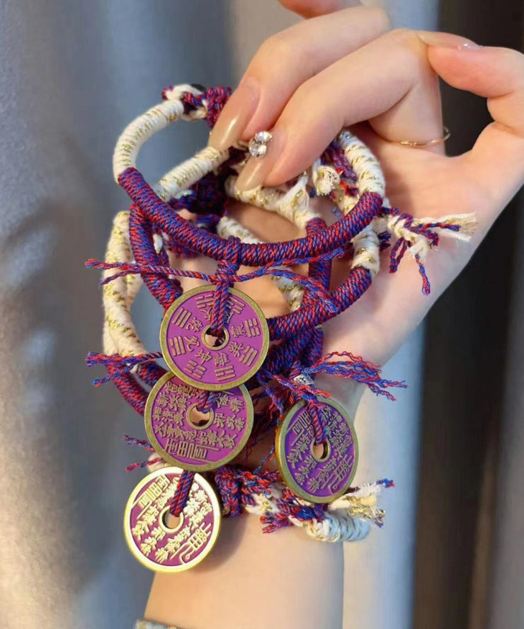 Handmade Purple Hand Woven Tassel Charm Bracelet