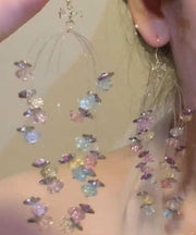 Handmade Rainbow Alloy Zircon Crystal Beading Hoop Earrings