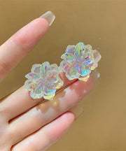 Handmade Rainbow Sterling Silver Resin Floral Stud Earrings