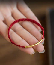 Handmade Red Hand Woven Bamboo Joint Bracelet