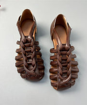 Handmade Retro Comfy Coffee Hollow Out Walking Sandals