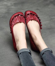 Handmade Retro Mulberry Flat Shoes For Women Cowhide Leather