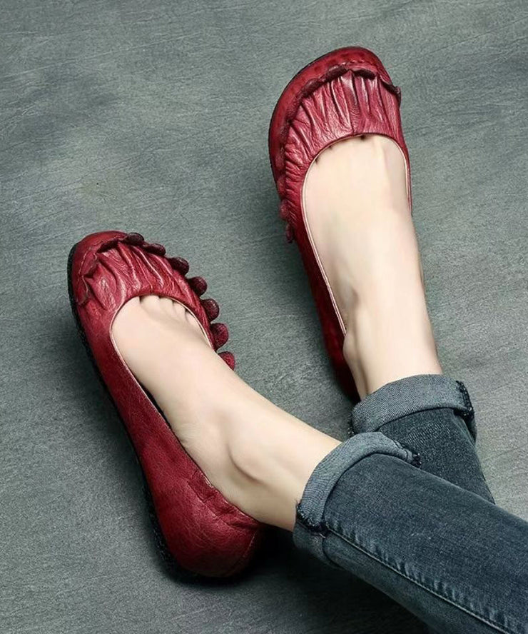 Handmade Retro Mulberry Flat Shoes For Women Cowhide Leather